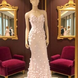 Opaline Blossom Form-Fit Evening Gown