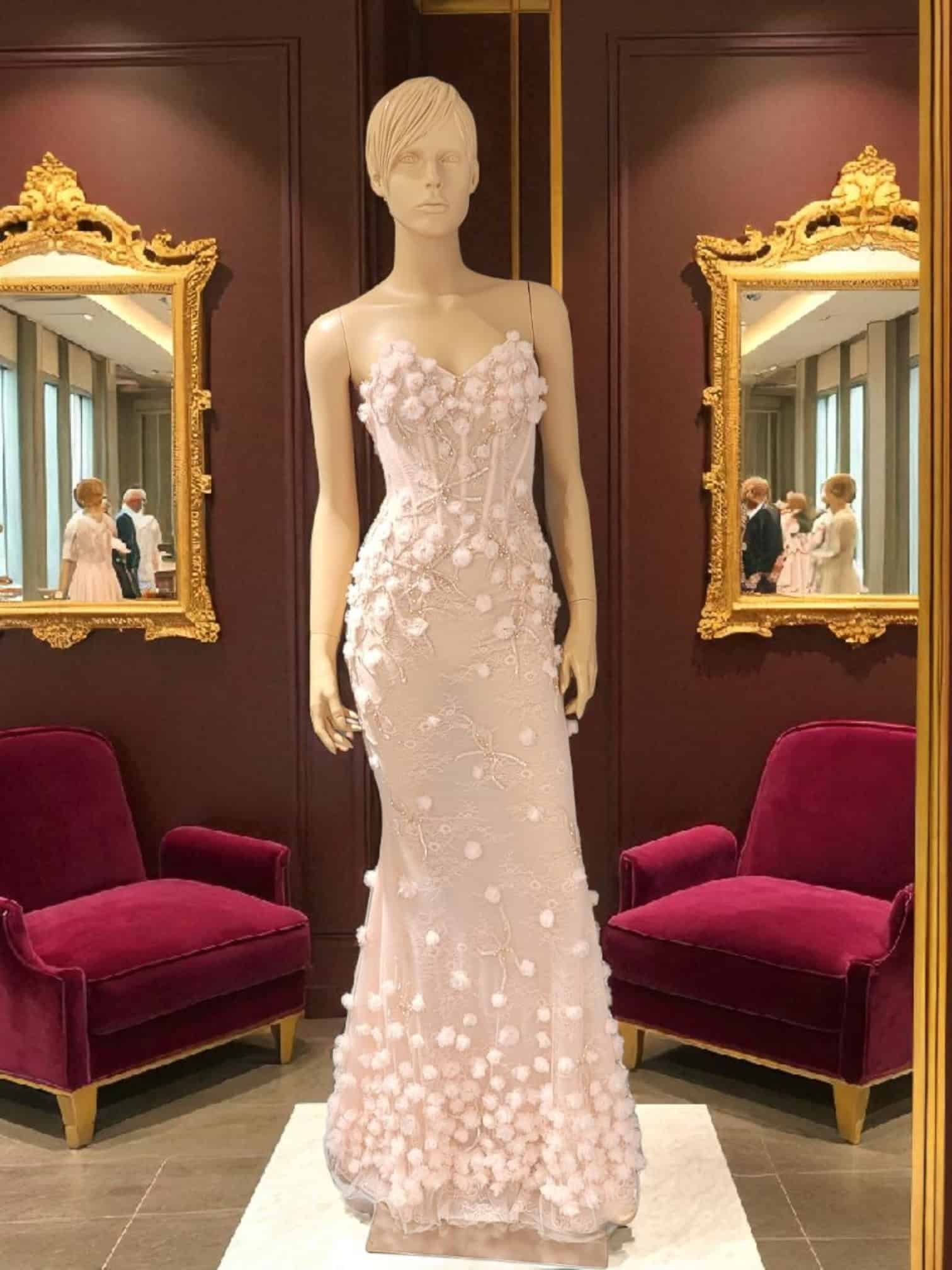 Opaline Blossom Form-Fit Evening Gown