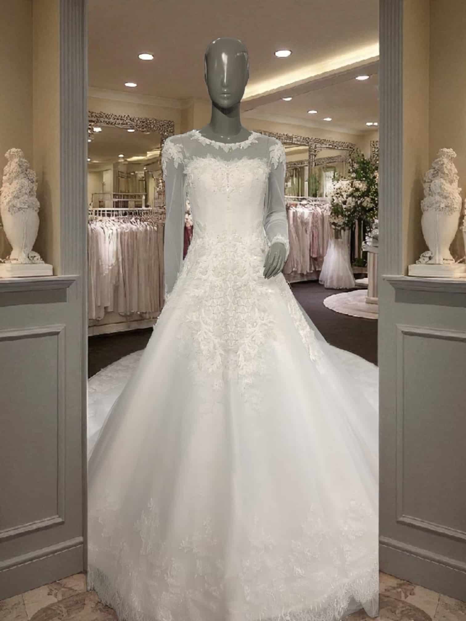 Luxury Long-Sleeve Lace Ball Gown Bridal Dress – Elegant White Wedding Collection