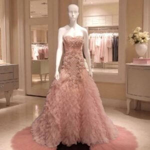 Rosé Cascade Ruffled Ballgown
