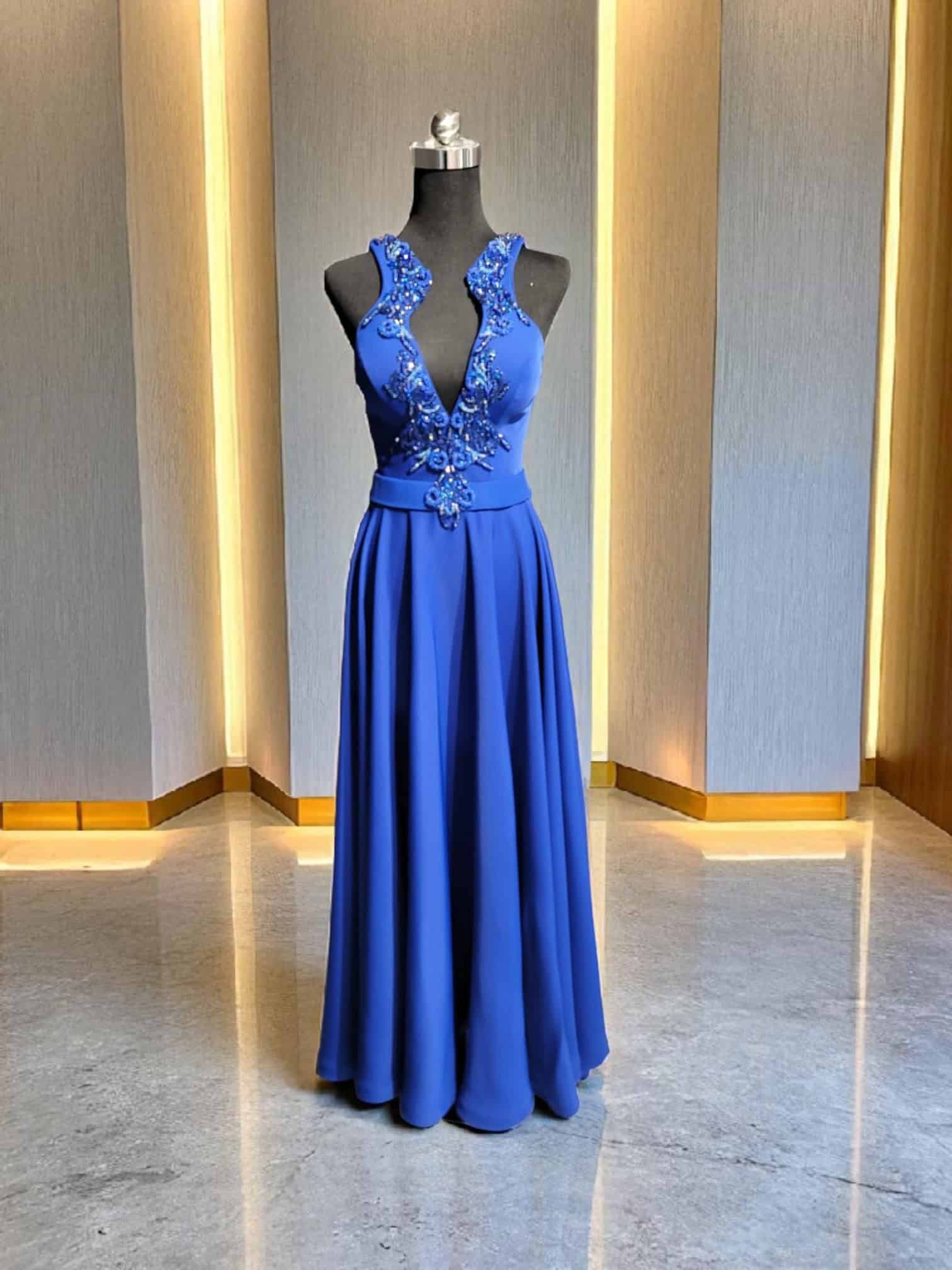 Majestic Azure Embellished Gown